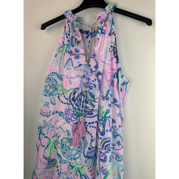 Lilly Pulitzer Everly Maxi Dress Mermaid Halter Ruffle Pink Sleeveless Size XL - Picture 10 of 16
